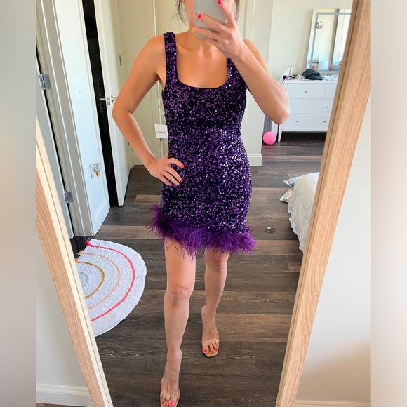 Sequins festher purple mini dress - Picture 3 of 8
